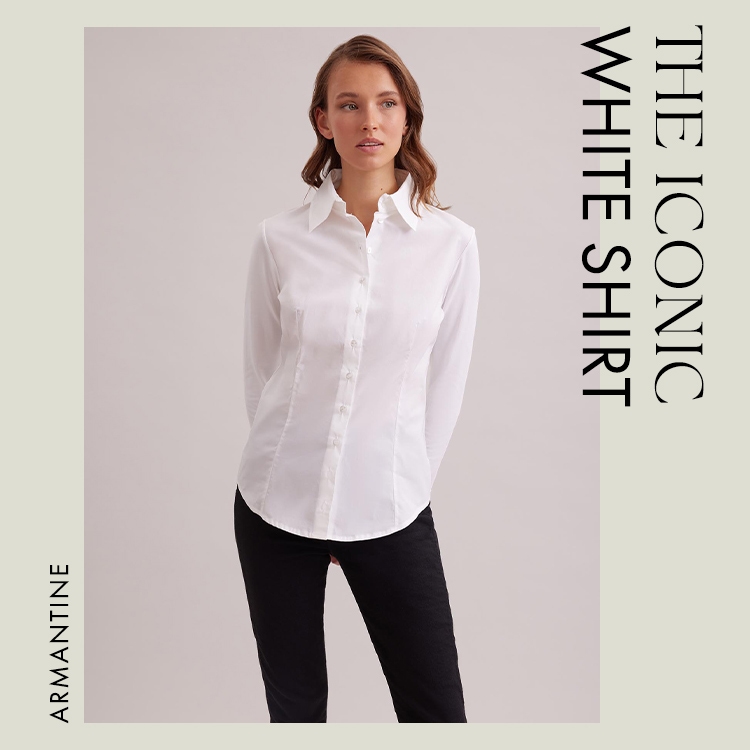 Discover the Armantine Fitted and Tailored White Cotton Shirt from designer ANNE FONTAINE
