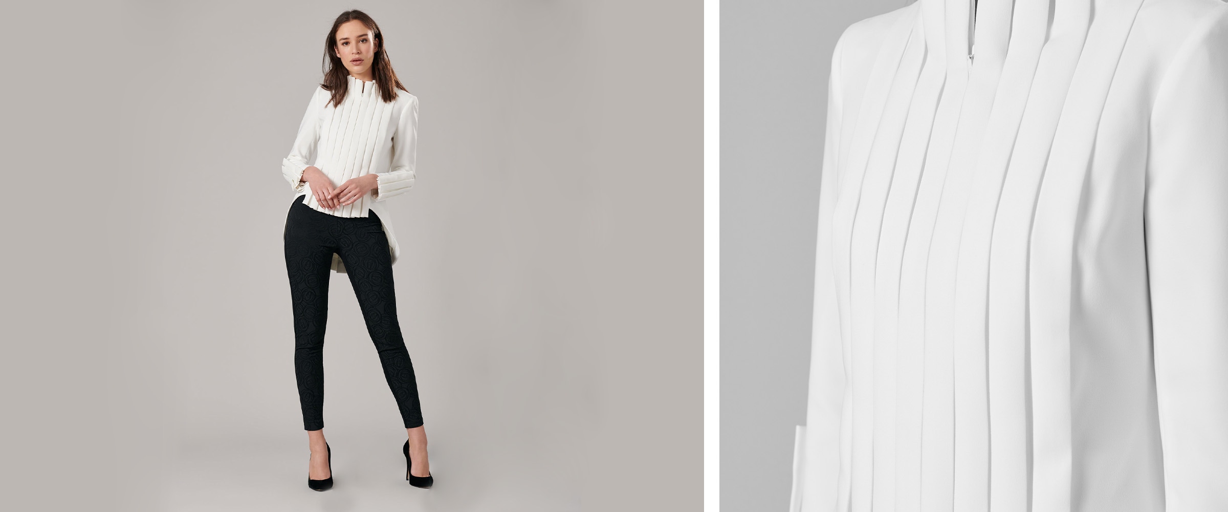 Discover the SECRET Tuxedo-inspired jacket in white from ANNE FONTAINE