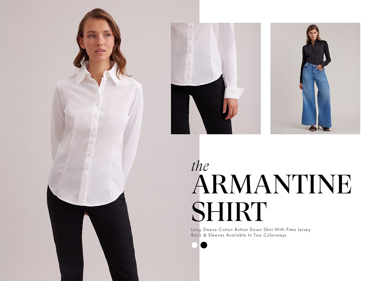 Discover the ARMANTINE Fitted and Tailored White Cotton Shirt from designer ANNE FONTAINE