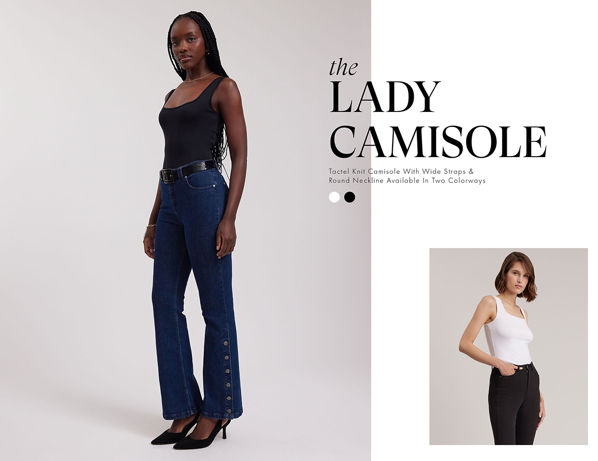Discover the LADY Black Wide Strap Stretch Knit Camisole from designer ANNE FONTAINE
