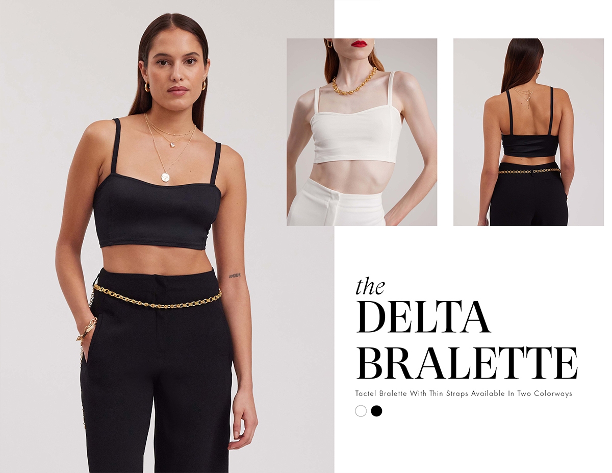 Discover the DELTA Black Tactel Bralette With Thin Straps from designer ANNE FONTAINE