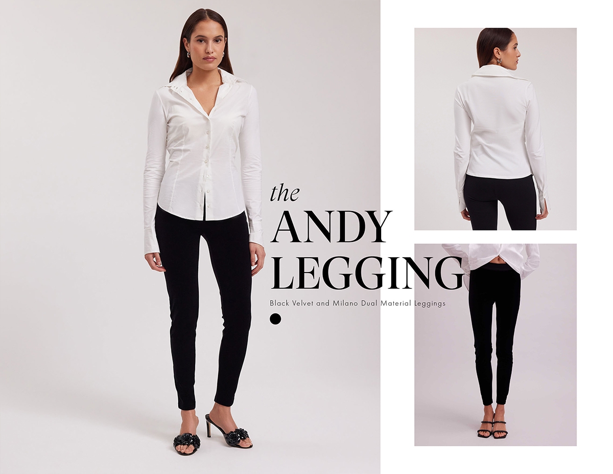 Discover the ANDY Dual Material Leggings in Velvet and Milano from designer ANNE FONTAINE