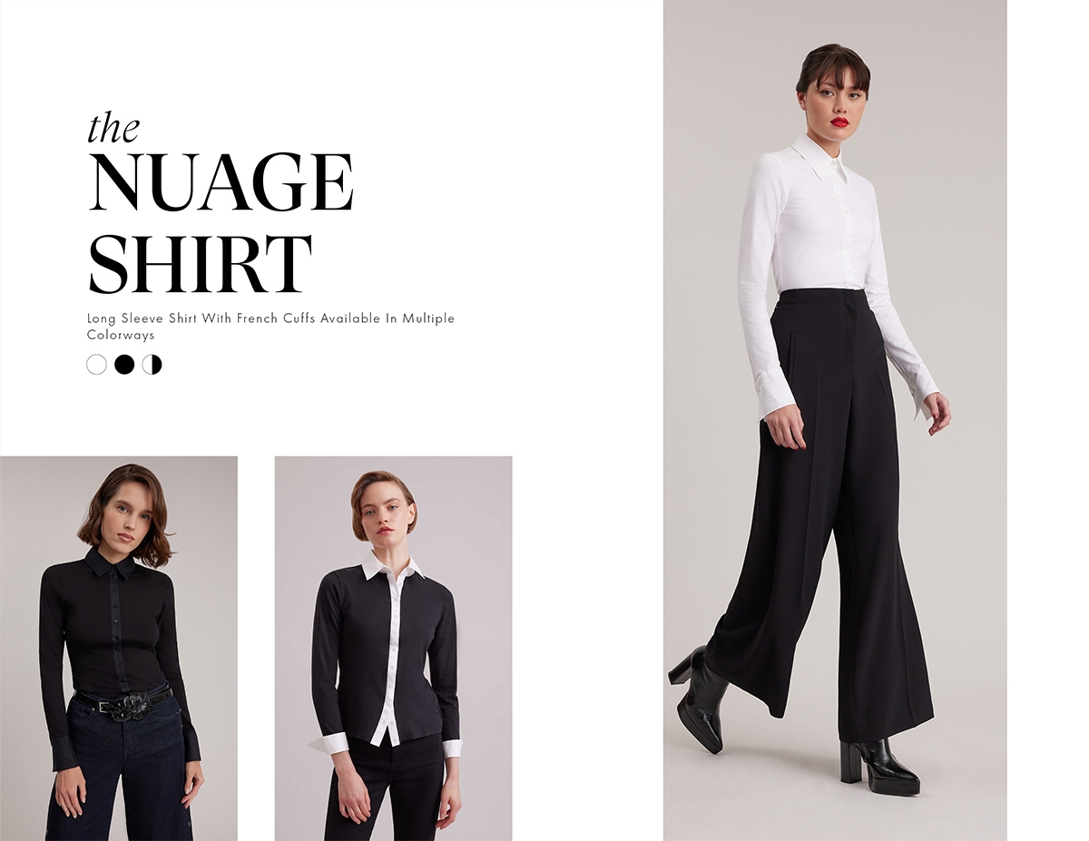 Discover the NUAGE White Long Sleeve Pima Jersey Shirt from designer ANNE FONTAINE
