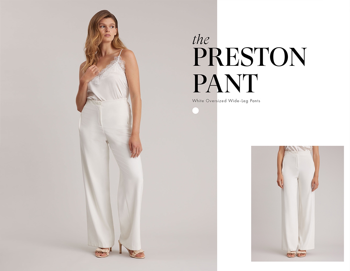 Discover the PRESTON Oversized Wide-Leg White Pants from designer ANNE FONTAINE