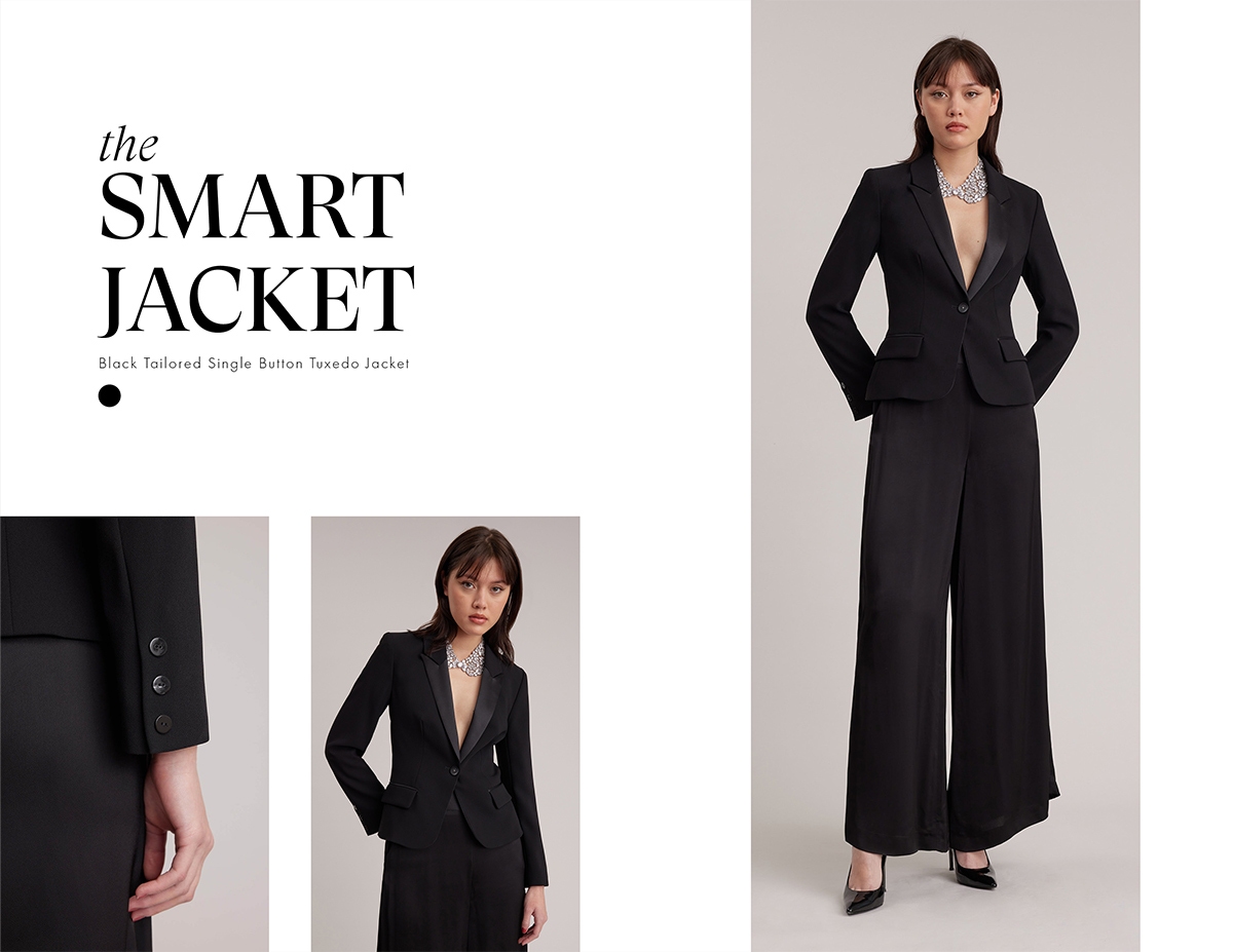 Discover the SMART Black Tailored Single Button Tuxedo Jacket from designer ANNE FONTAINE