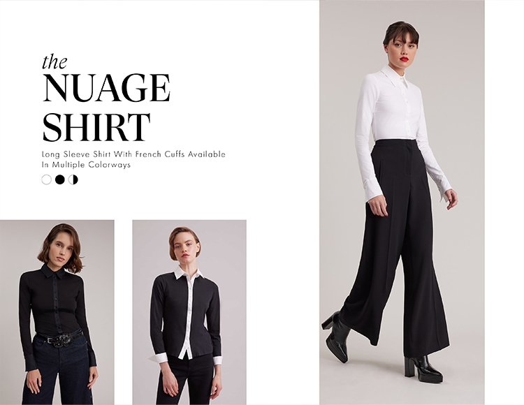 Discover the NUAGE White Long Sleeve Pima Jersey Shirt from designer ANNE FONTAINE