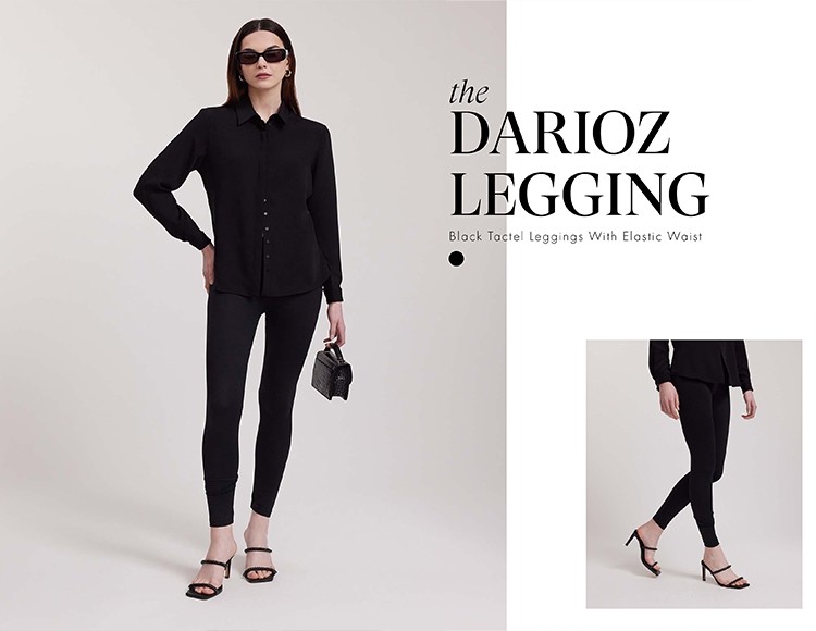 Discover the DARIOZ Black Tactel Leggings With Elastic Waist from designer ANNE FONTAINE