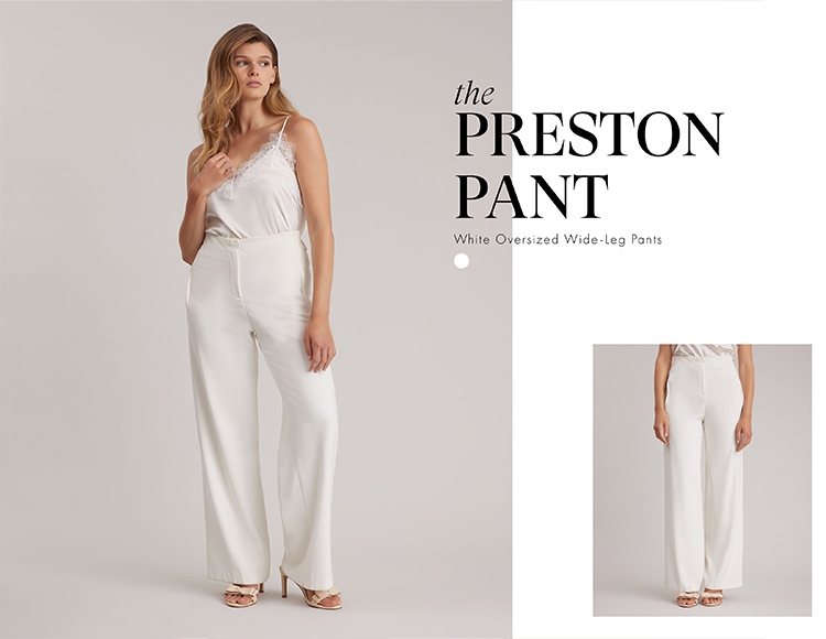 Discover the PRESTON Oversized Wide-Leg White Pants from designer ANNE FONTAINE