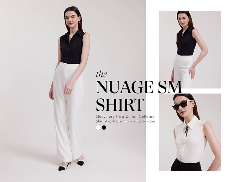 Discover the NUAGE-SM Sleeveless Pima Cotton Collared Shirt from designer ANNE FONTAINE