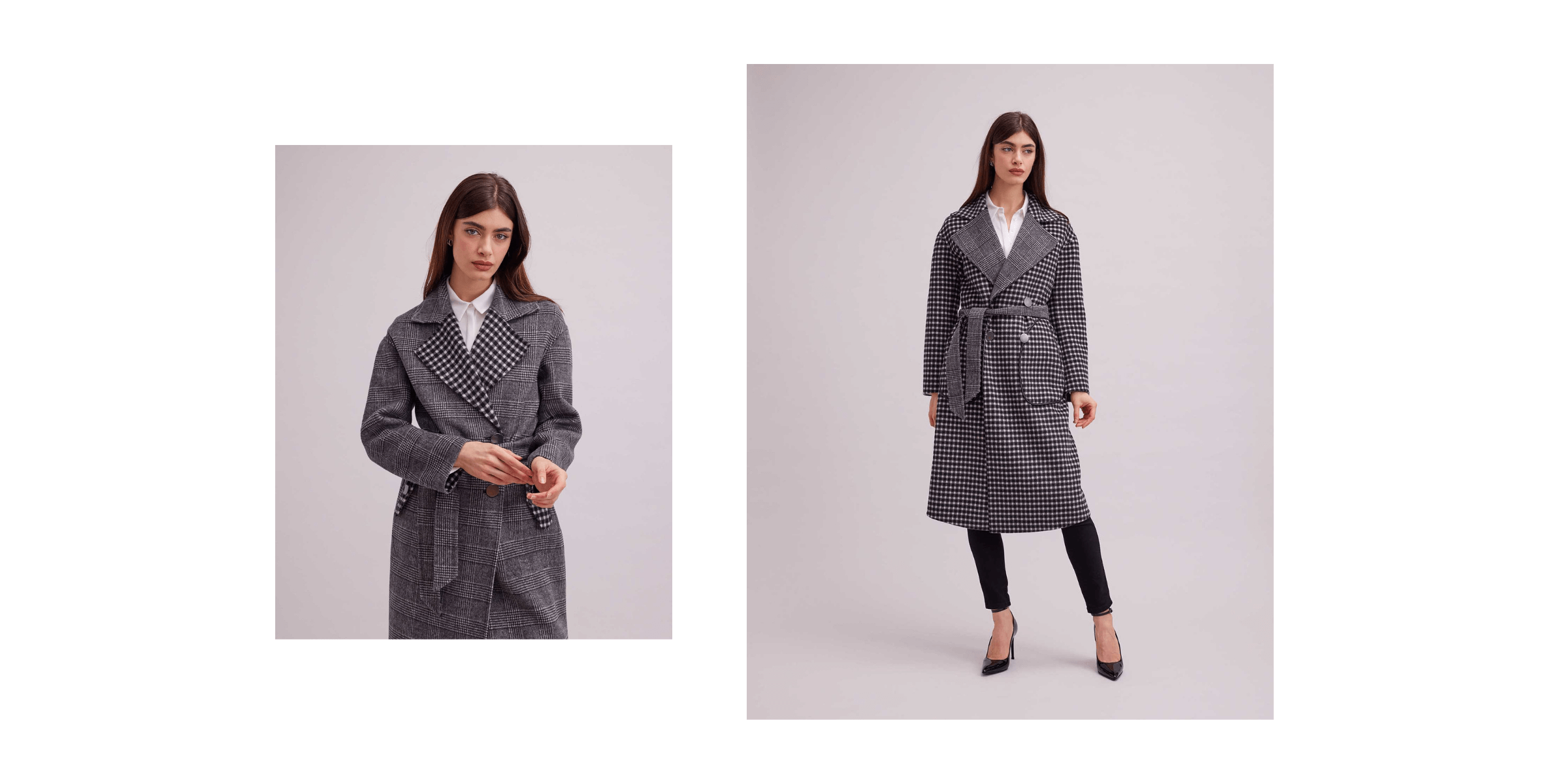 Discover the FELICIE black and white houndstooth coat from ANNE FONTAINE