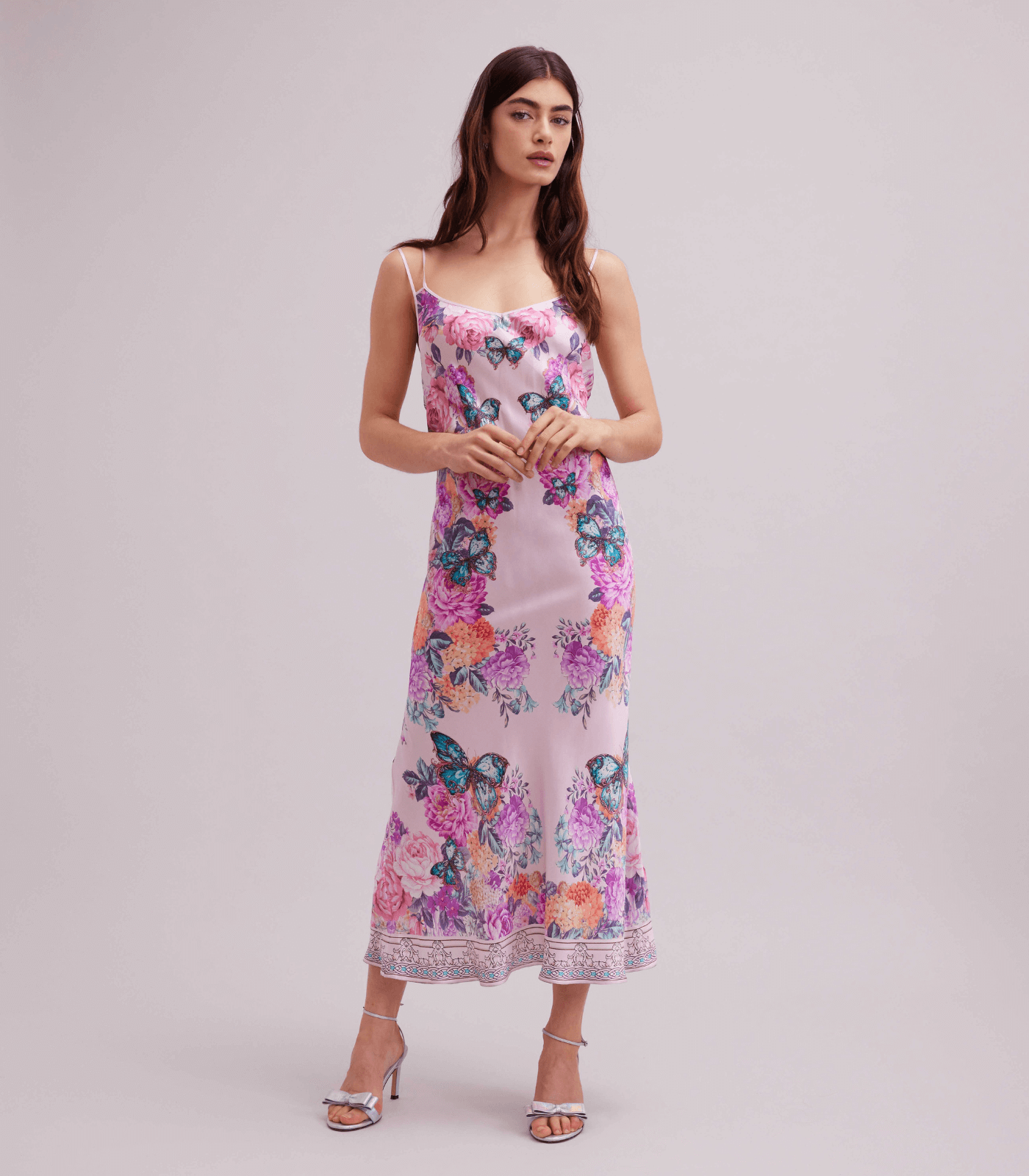 Discover the HAITZA floral spaghetti strap dress in pink from ANNE FONTAINE