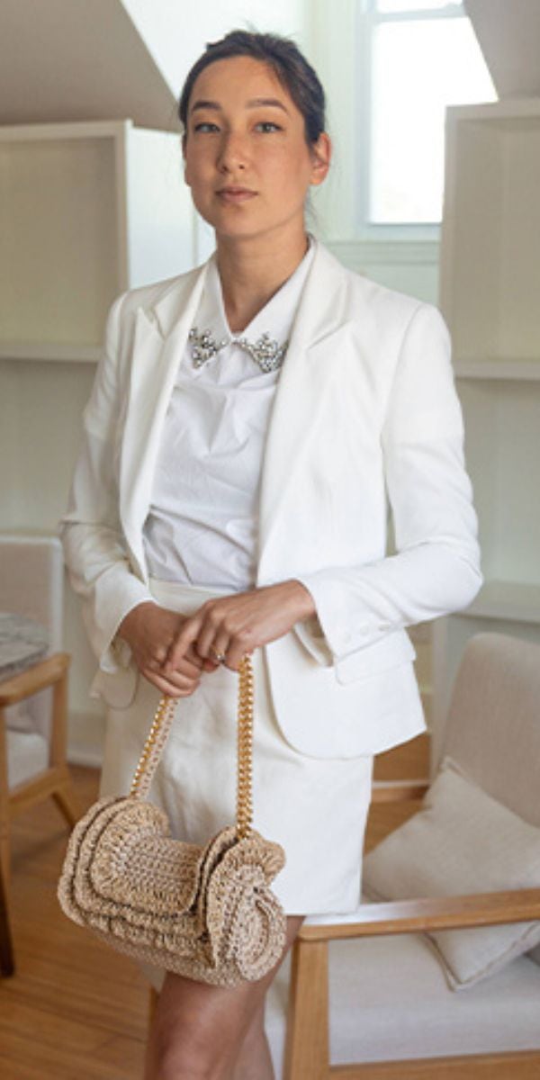 Anne Fontaine style ambassador - Kristina Petrick of Day In My Dreams showcases style featuring a striking combination of elegance, creativity and modernity.