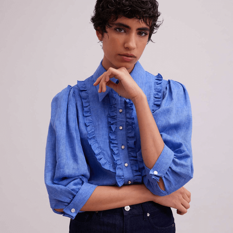 Discover The OLIVER blue denim shirt from the ANNE FONTAINE SPRING-SUMMER 2023 collection