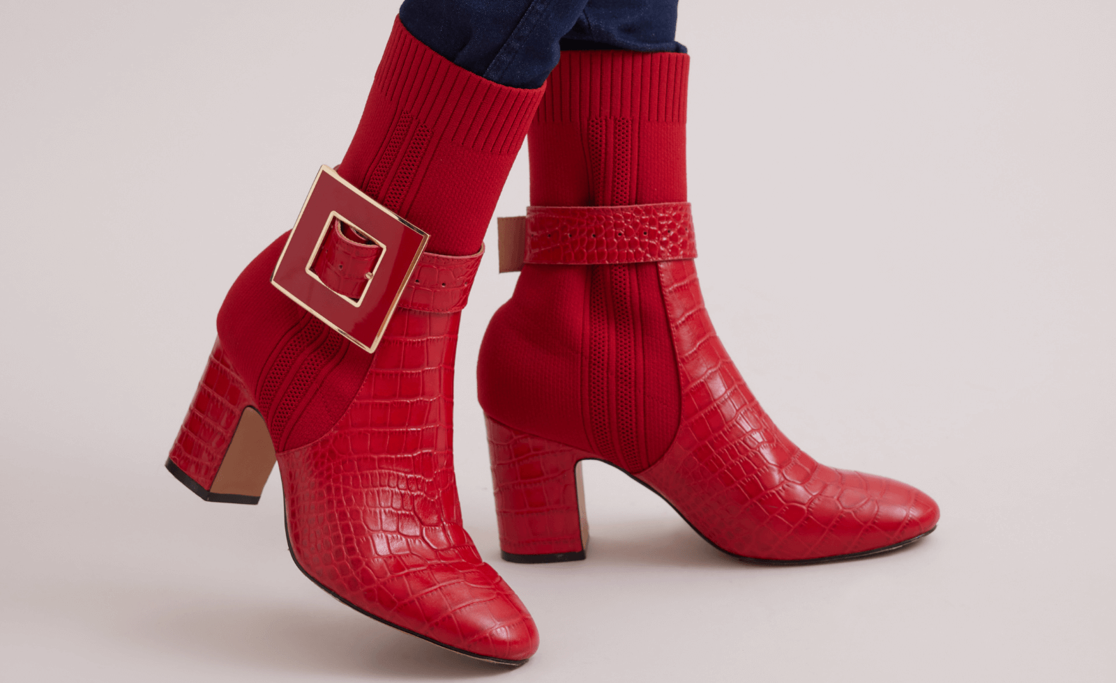 Discover The NOEMIE Sock boots with croc-embossed details and removeable Buckle from ANNE FONTAINE