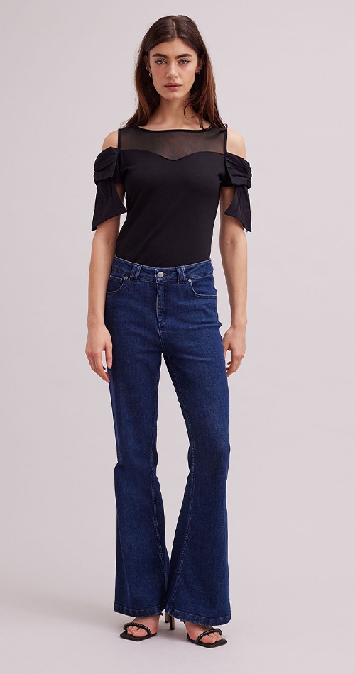 Discover the Virtly Sweetheart Neckline Jersey Top With Sheer Yoke from designer Anne Fontaine