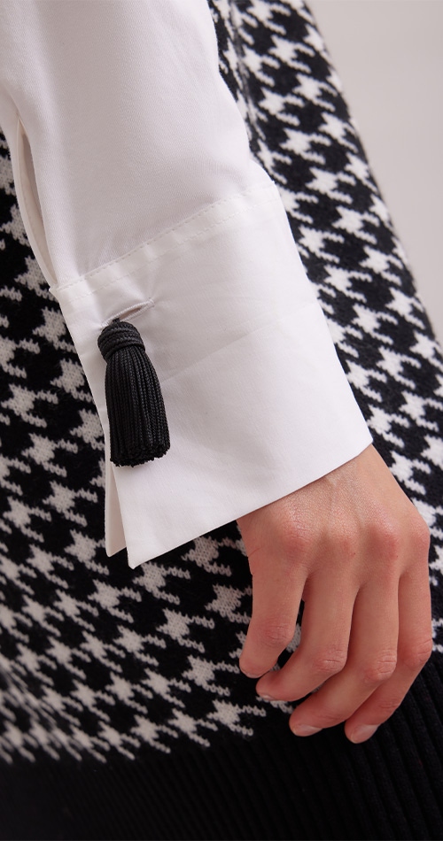 Discover the Marcelle Black Fringe Cufflink With a Knotted Base from designer Anne Fontaine