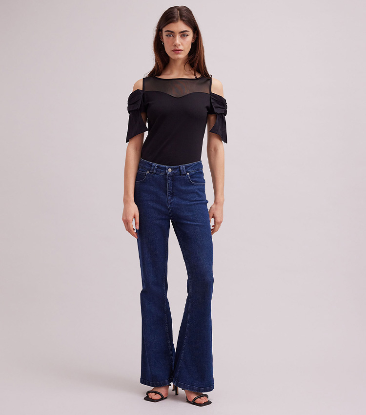 Discover the Virtly Sweetheart Neckline Jersey Top With Sheer Yoke from designer Anne Fontaine