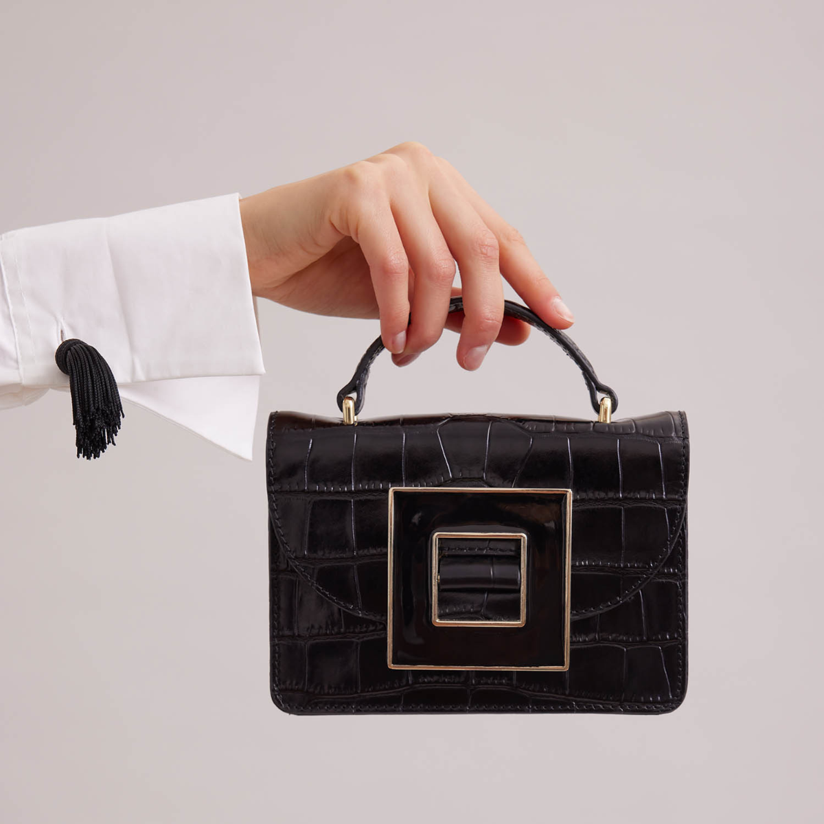 Discover the BERLIOZ mini-croc embossed leather handbag from ANNE FONTAINE