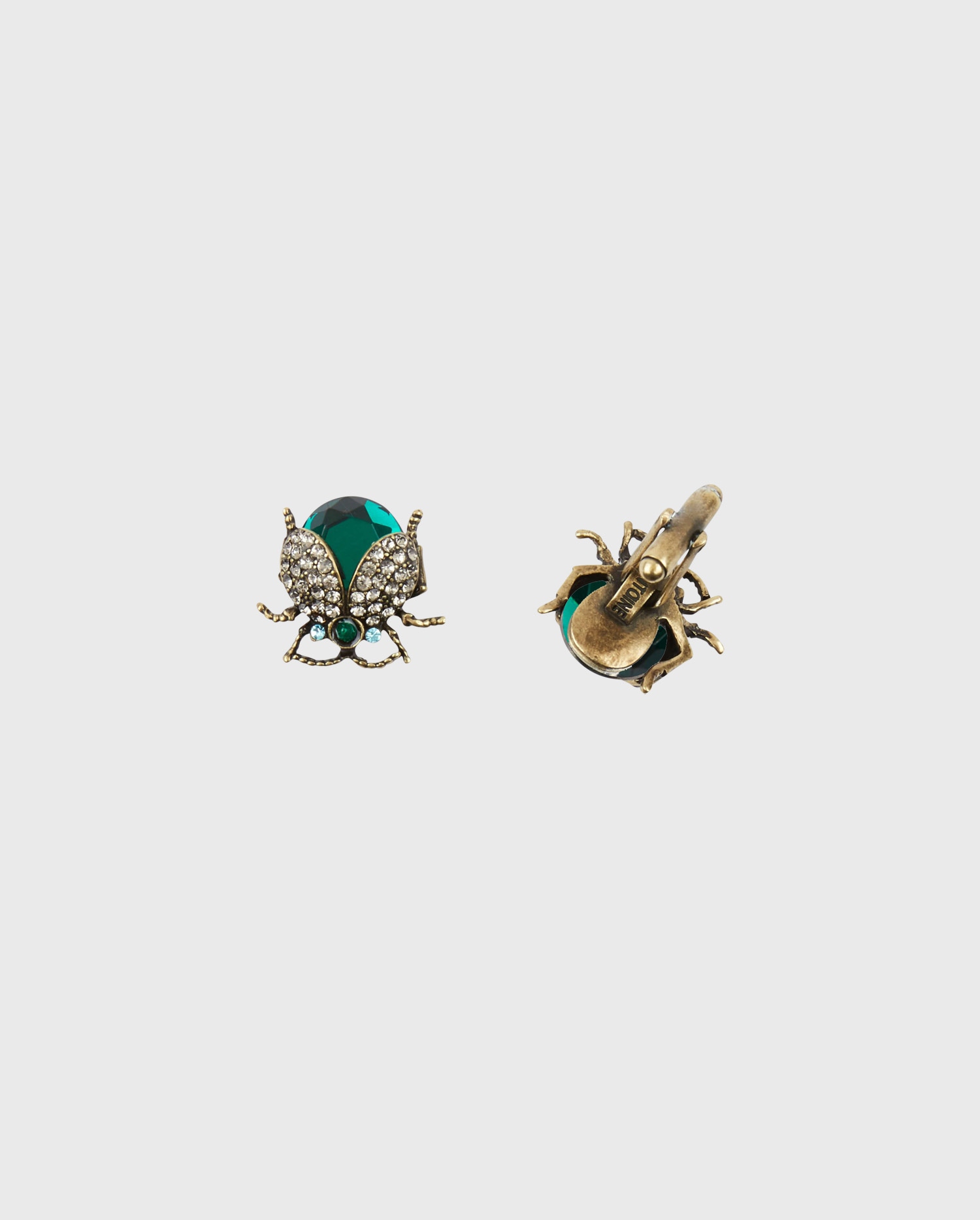 Shop the BRAND-EMERALD Insect t-bar cufflinks with emerald crystals from designer ANNE FONTAINE