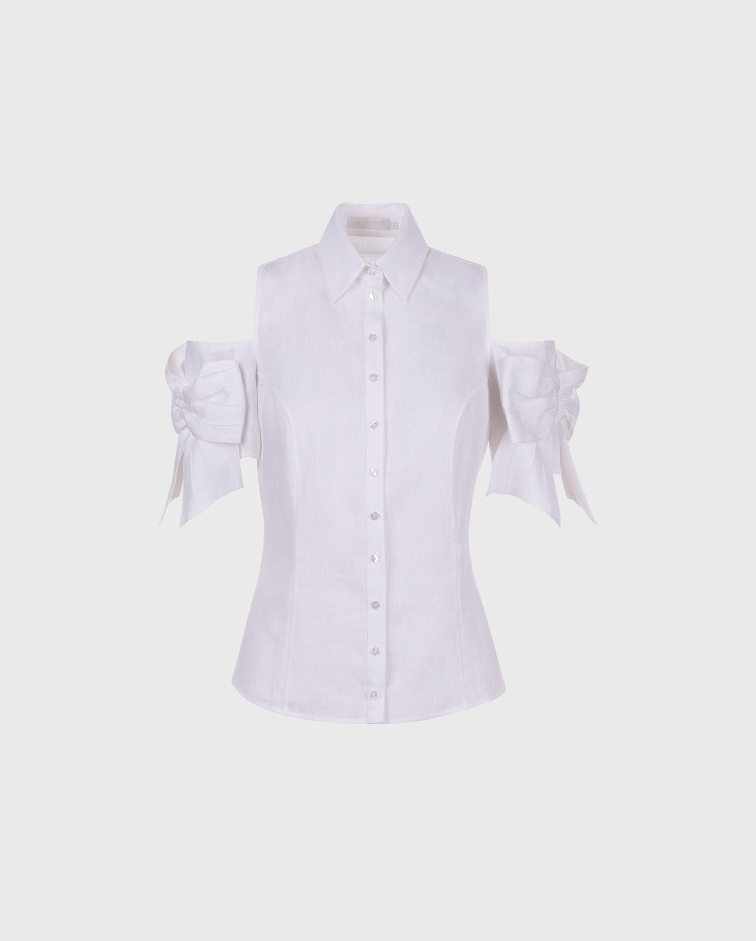 Anne Fontaine CALLA Shirt: White linen shirt with placed bows