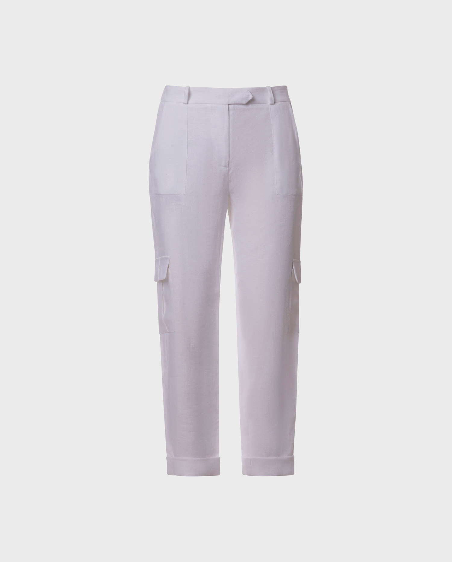 Explore the CERISE lightweight, ankle-length white linen pants with pockets with optional belt loops from ANNE FONTAINE