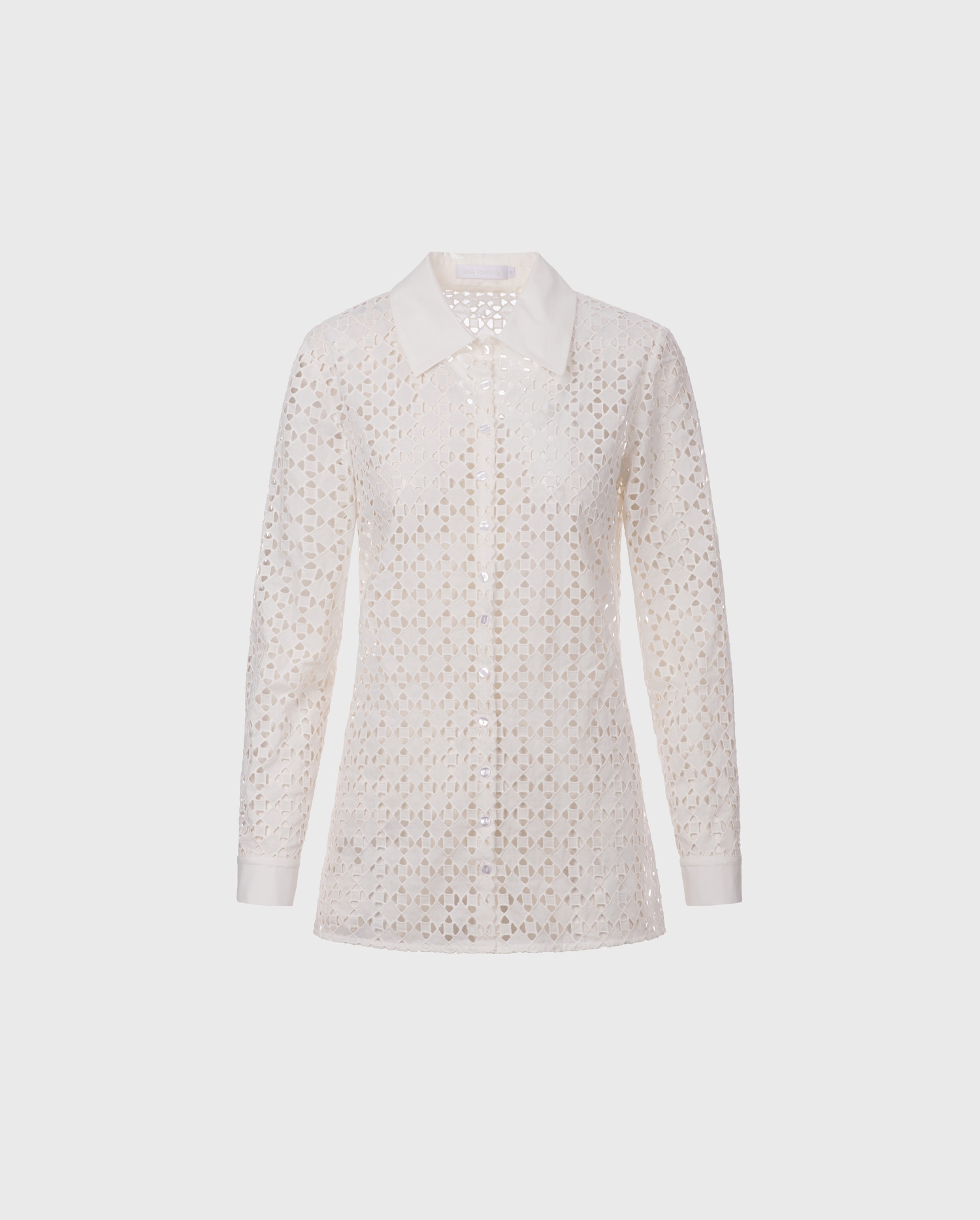 Explore the CEFALU white eyelet embroidered shirt with poplin details from ANNE FONTAINE