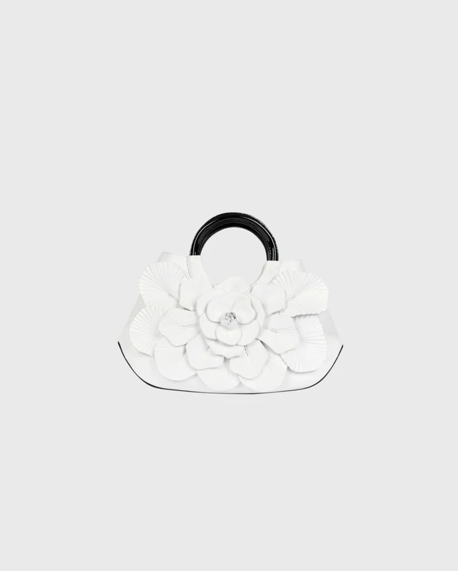 Discover the SCARLETT BB Signature ANNE FONTAINE Leather Floral Bag in Black and White by designer ANNE FONTAINE