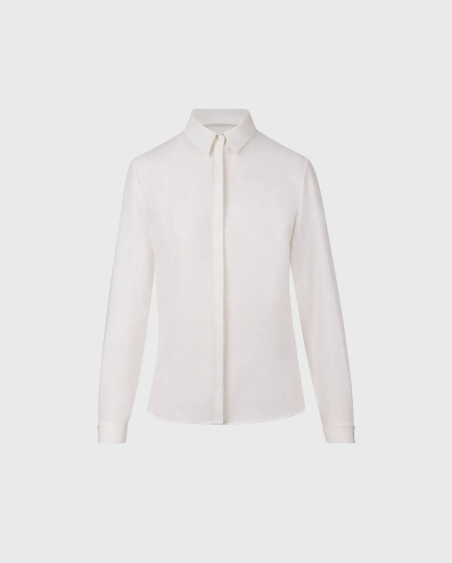 Discover the SAGANE Crepe White Shirt With Tailored Fit and Classic Button-Down Design by designer ANNE FONTAINE