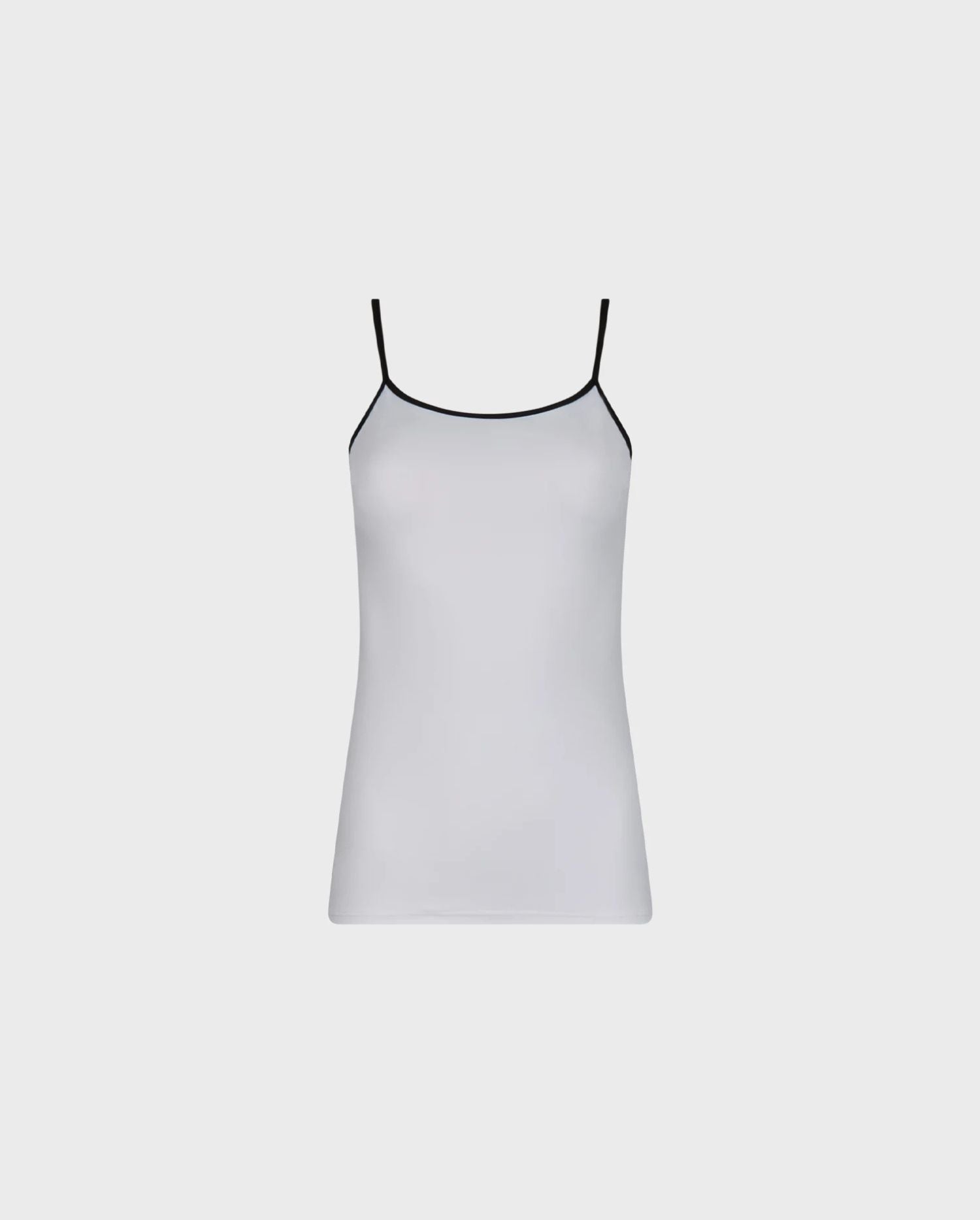 Discover the CINTIA  White Tactel Thin Strap Camisole With Black Trim from designer ANNE FONTAINE