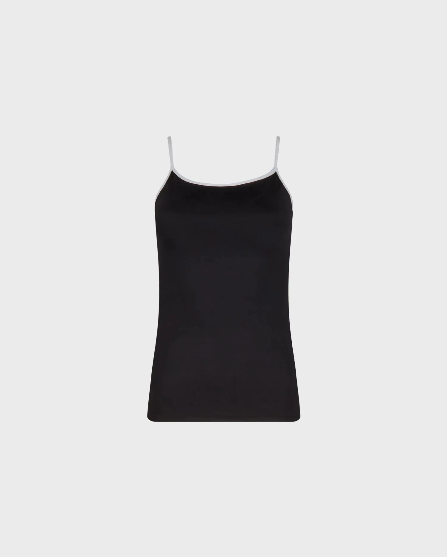 Discover the Cintia Black Tactel Thin Strap Camisole With White Trim from designer ANNE FONTAINE