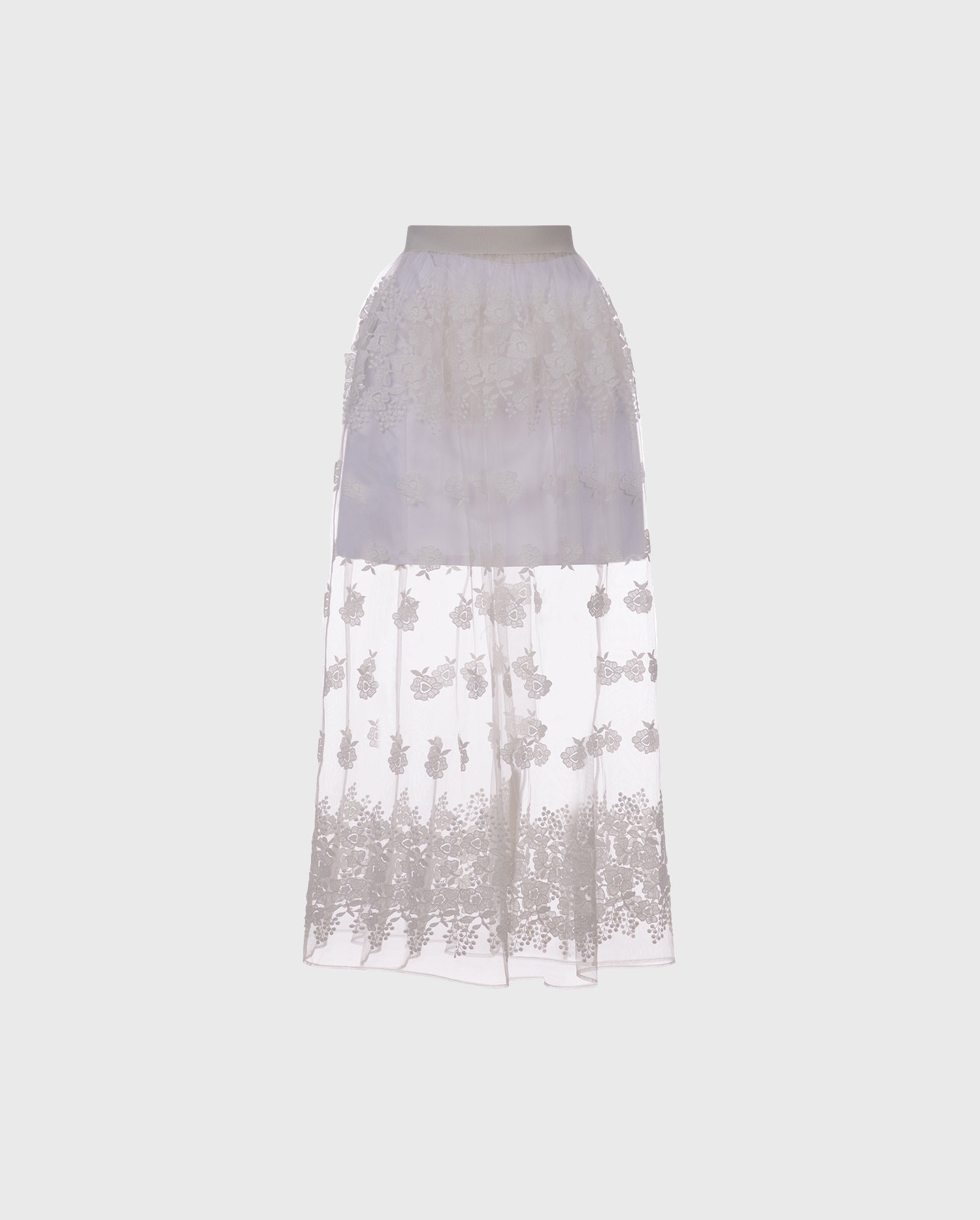 Shop the CEFALU Floor-grazing tulle skirt with embroidered flowers from ANNE FONTAINE