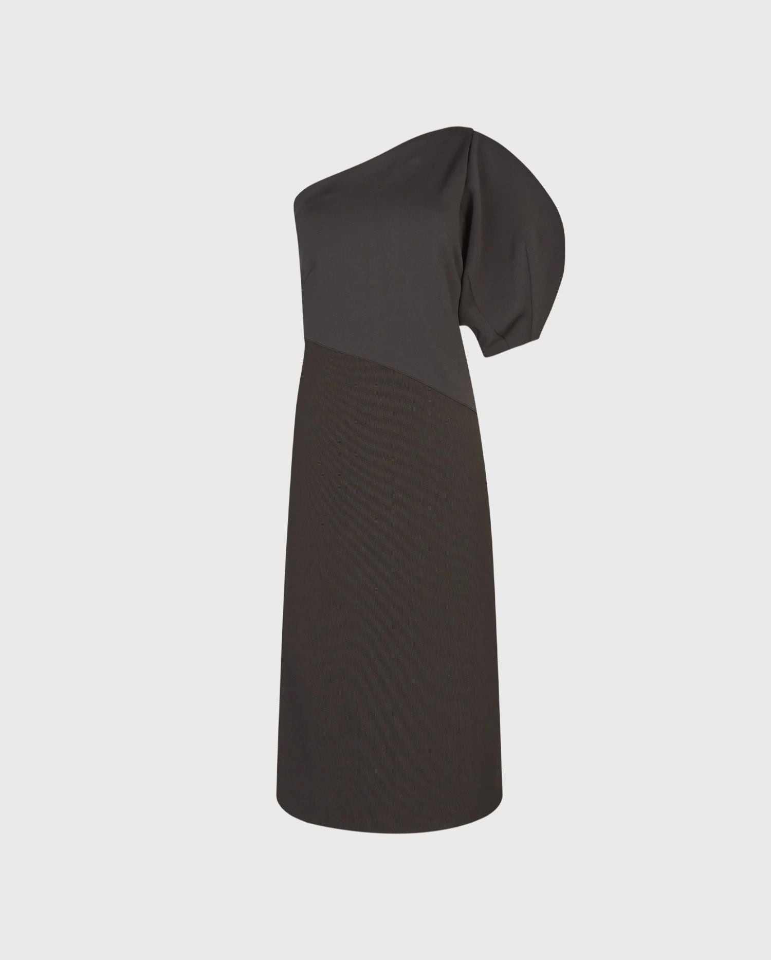 Discover the COEUR Black Midi Dress With One Puff Short Sleeve from designer ANNE FONTAINE