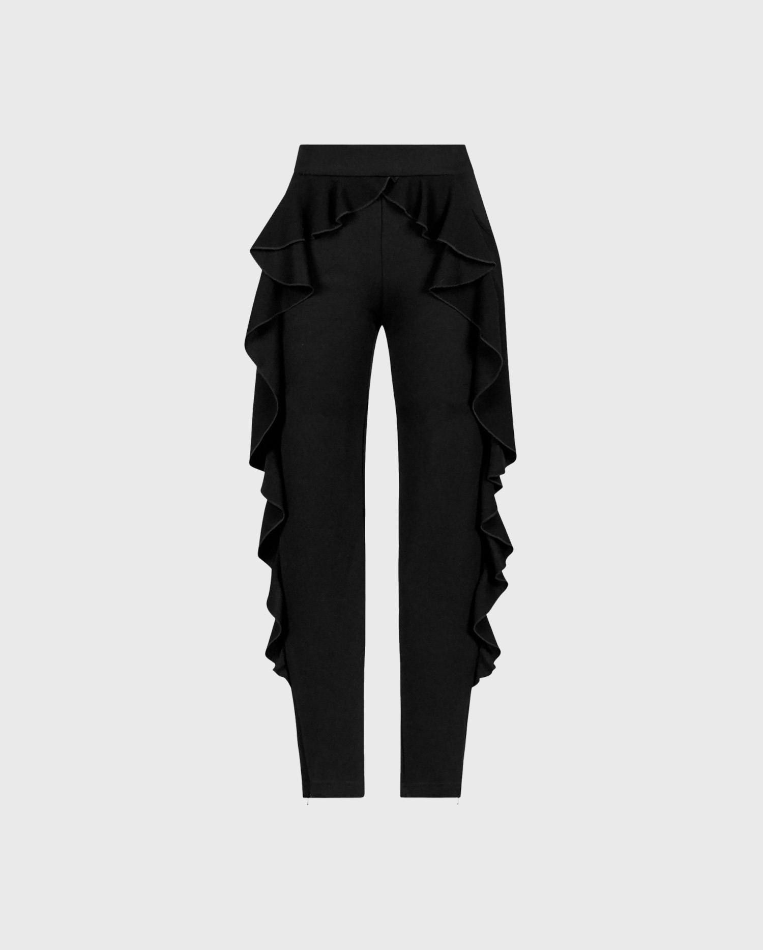 Shop the ELBERTINE black Milano leggings with fluid ruffles from ANNE FONTAINE