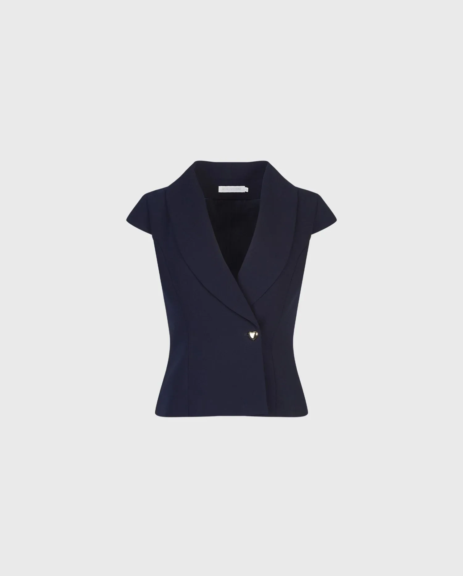 Discover the Eugenie Dark Navy Vest With Long Lapel and Mini Cap Sleeves from designer ANNE FONTAINE