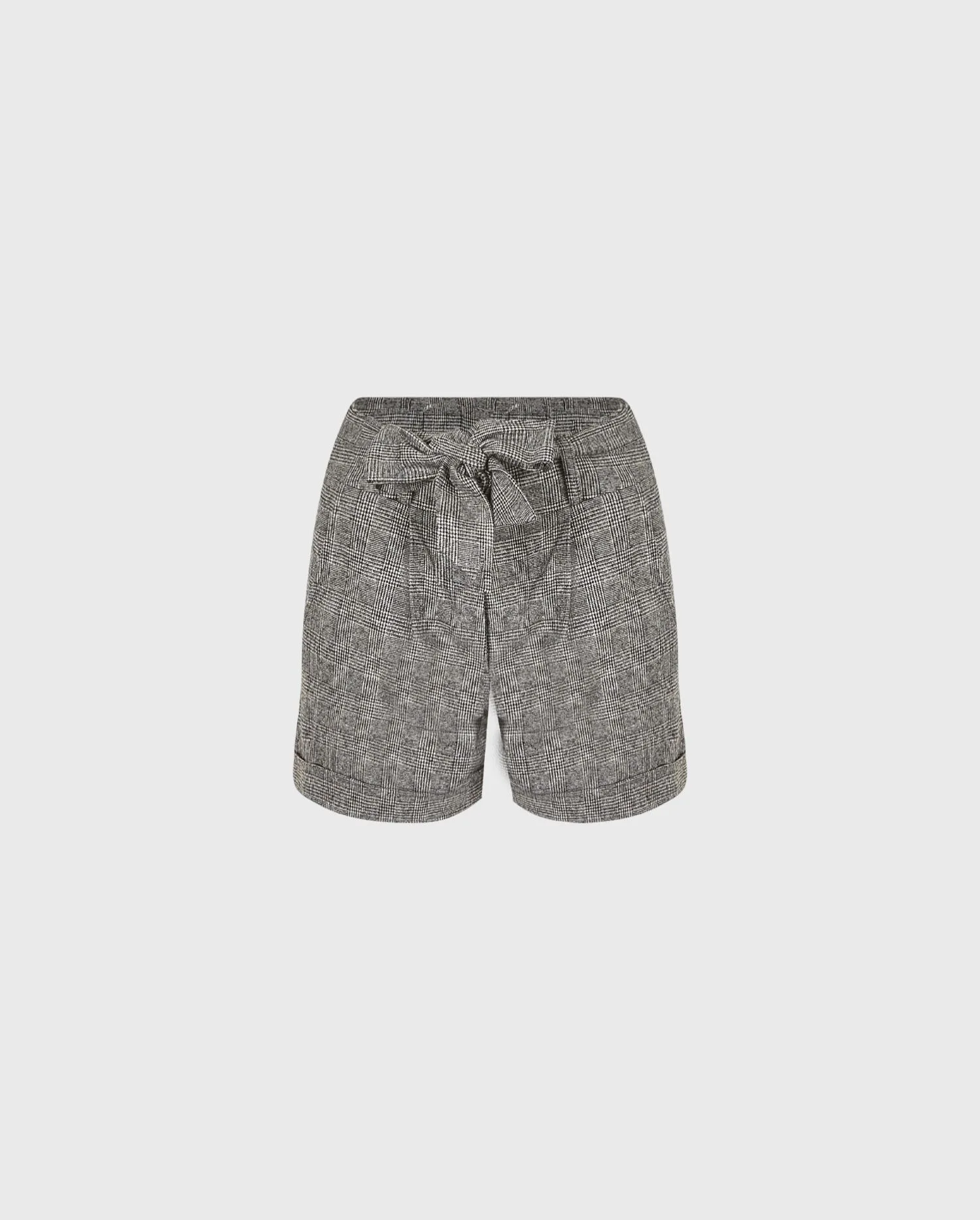 Discover the Willy Grey Designer Shorts in Glen Plaid with Belt and Pleated Hem by designer ANNE FONTAINE