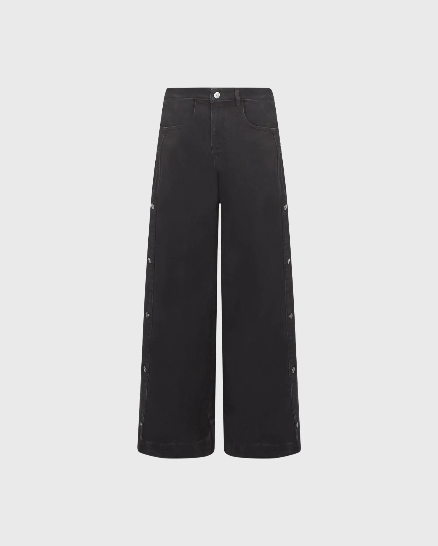 Discover the Presley Black Washed Wide-Legged Denim Jeans With Snap Closures by designer ANNE FONTAINE