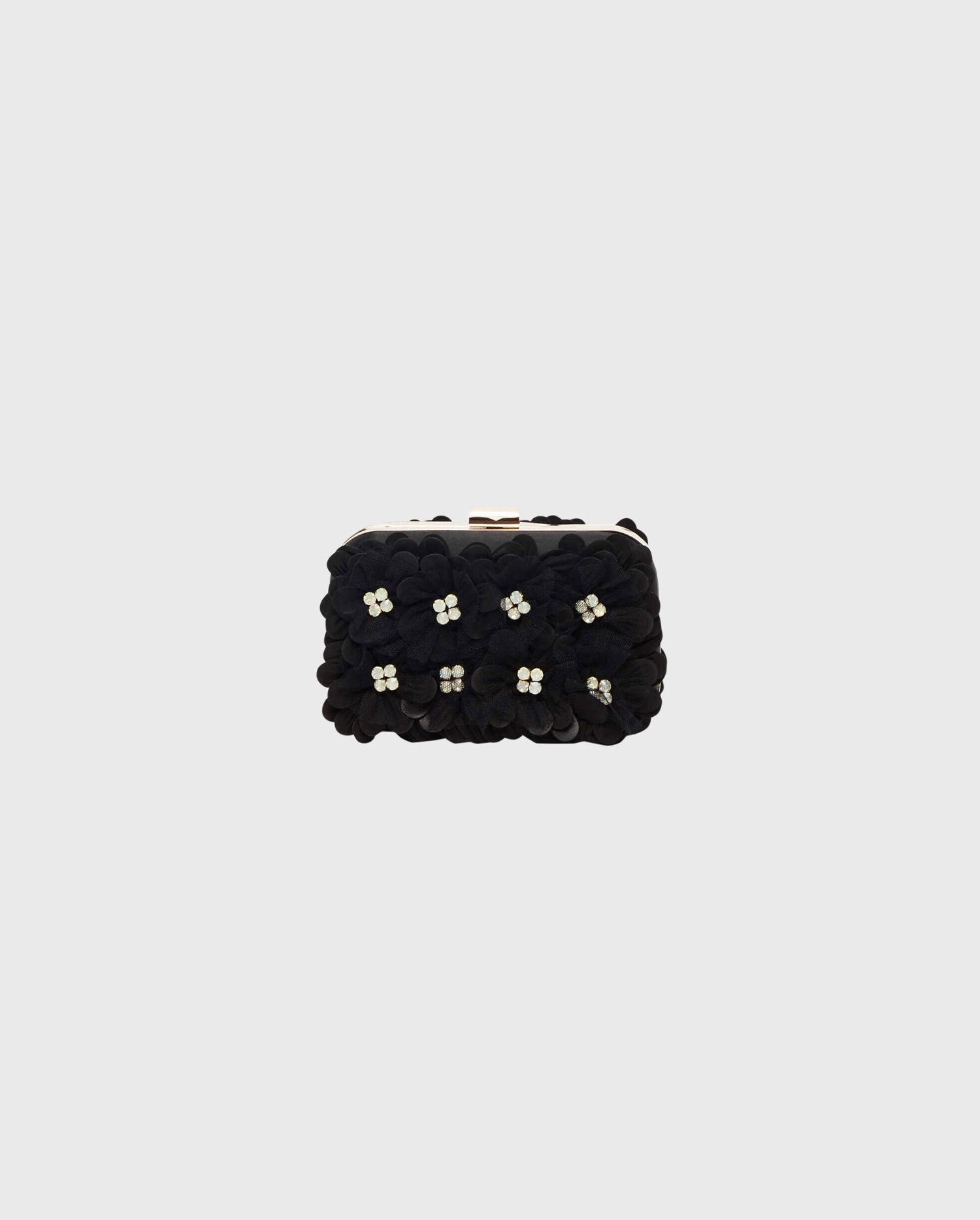 The FAUVE Black Floral Leather Box Cluth is the best companion for your glamourous style.