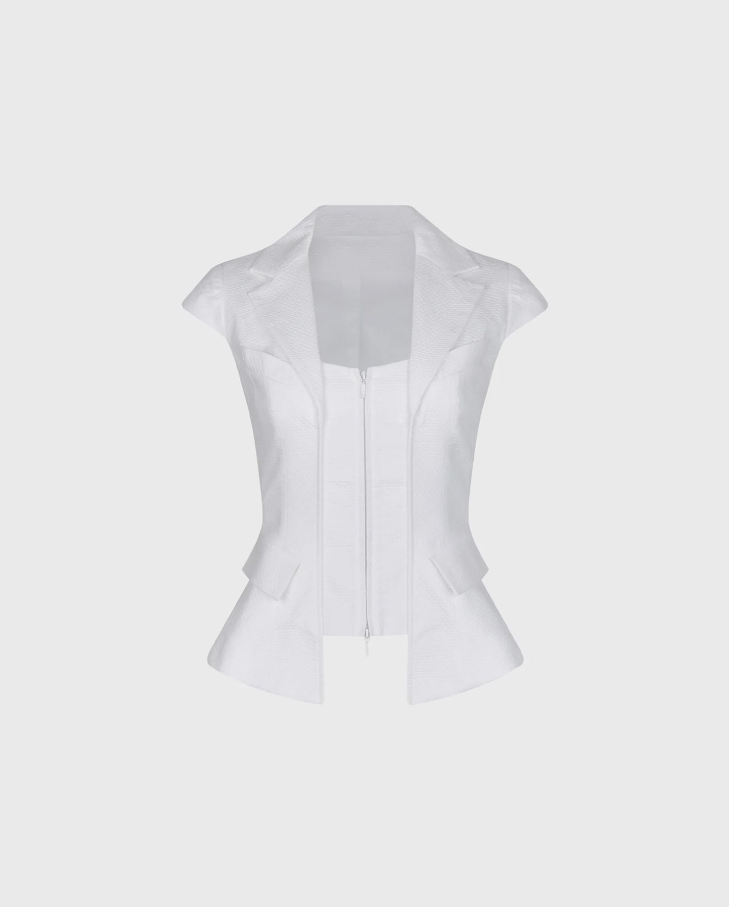 Discover the Fedra White Structured Top With Attached Vest Detail from designer ANNE FONTAINE