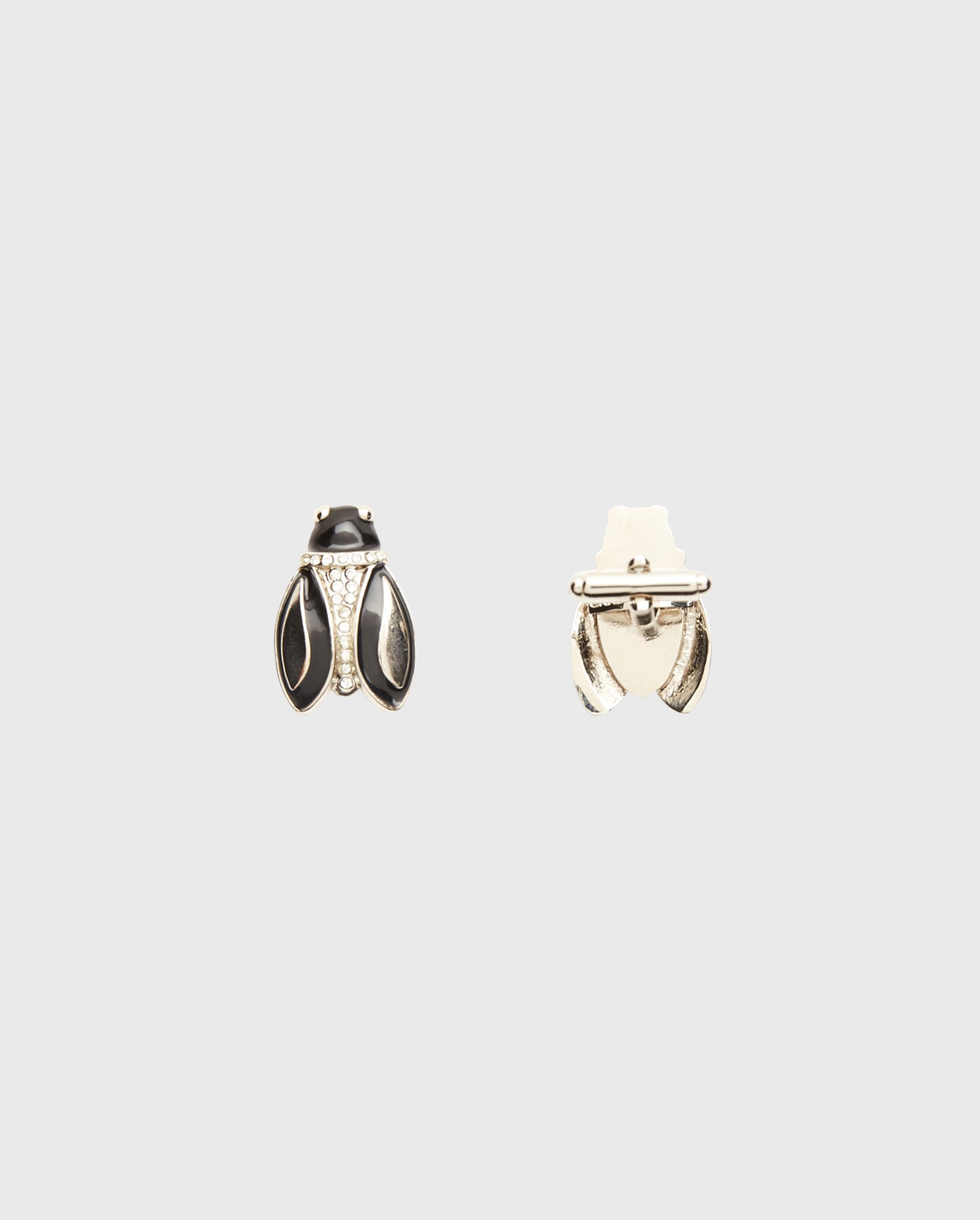 Shop the FOREST Black & silver insect cufflinks with gemstones from ANNE FONTAINE