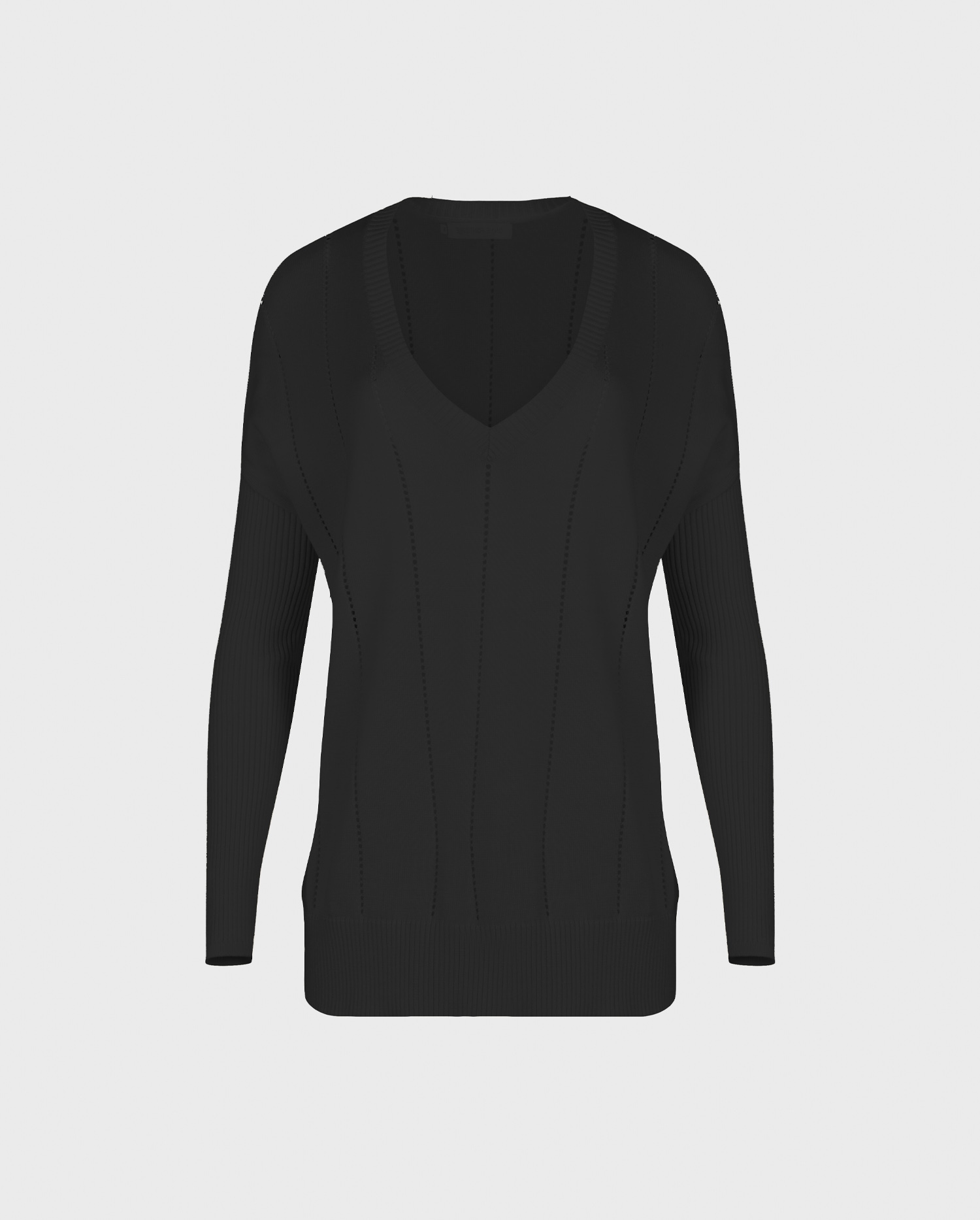 Shop the Black Imanol Long Sleeve Oversized V-Neck Sweater from designer Anne Fontaine