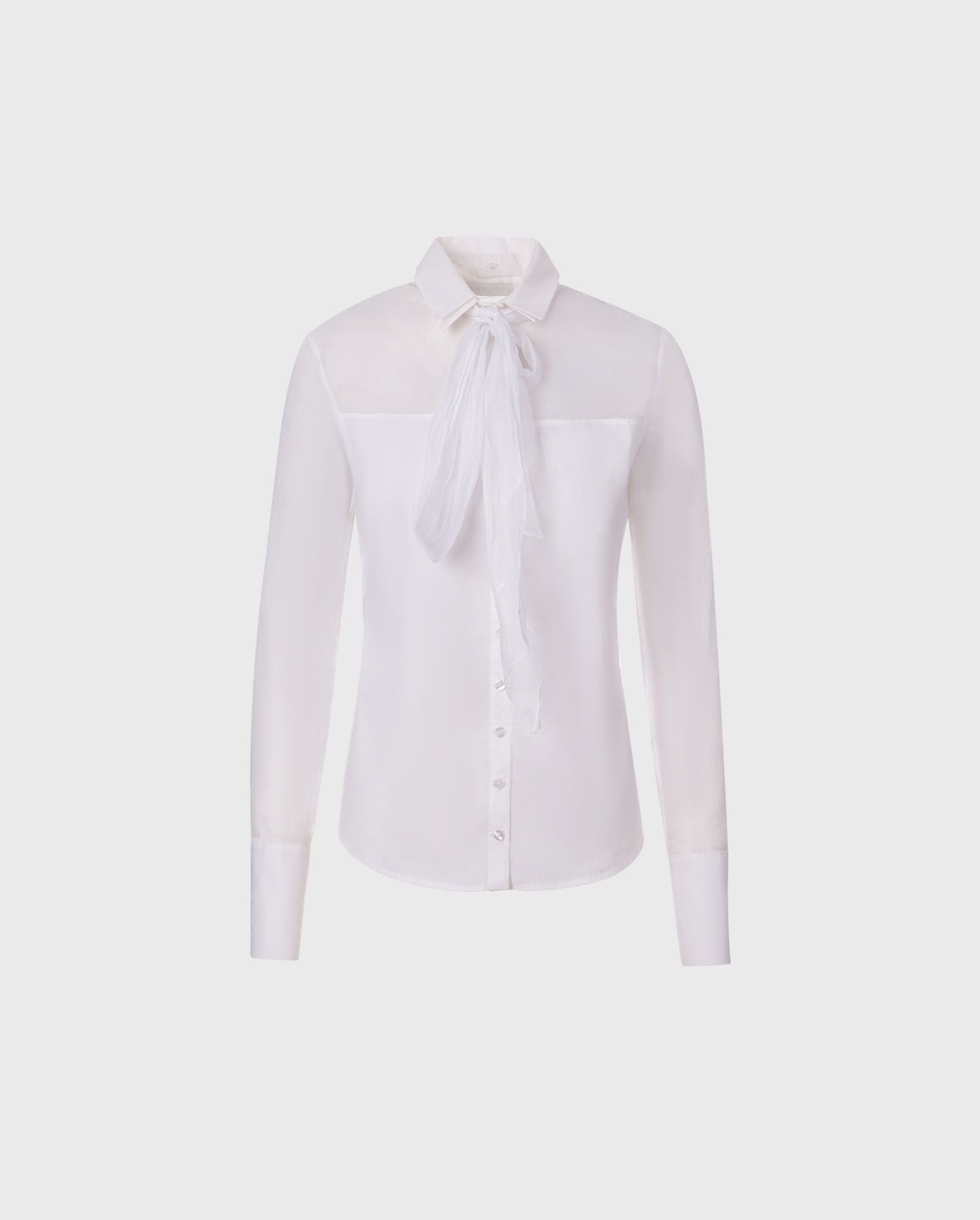 Anne Fontaine Laurentine Shirt: Poplin shirt with sheer organdy yoke and sleeves