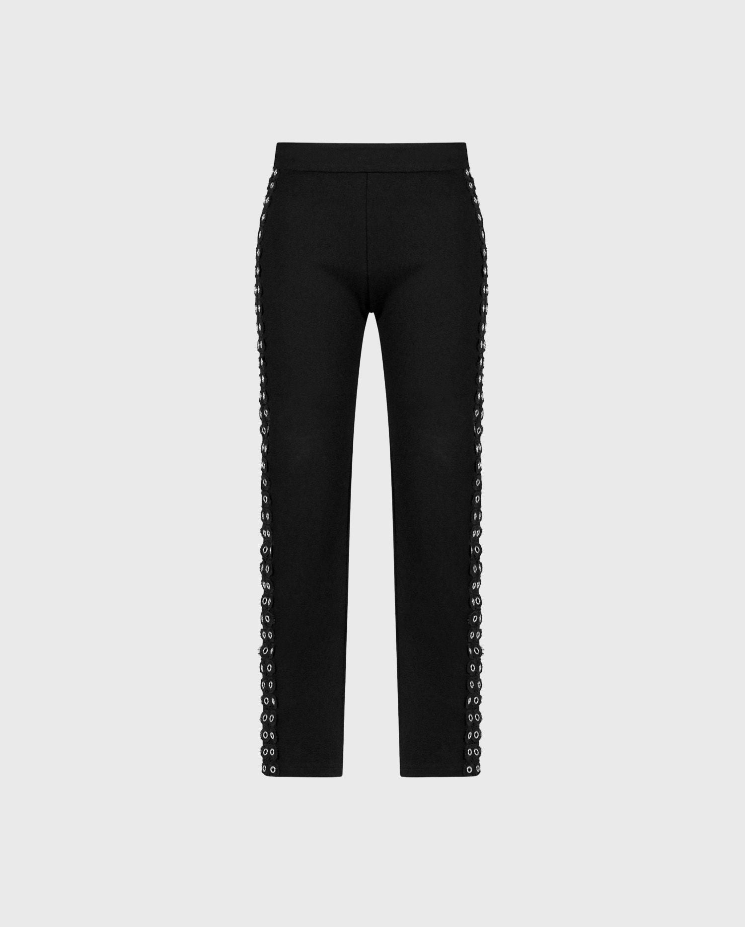 Anne Fontaine Lean Leggings: Stretchy milano leggings with silver grommet and lace details