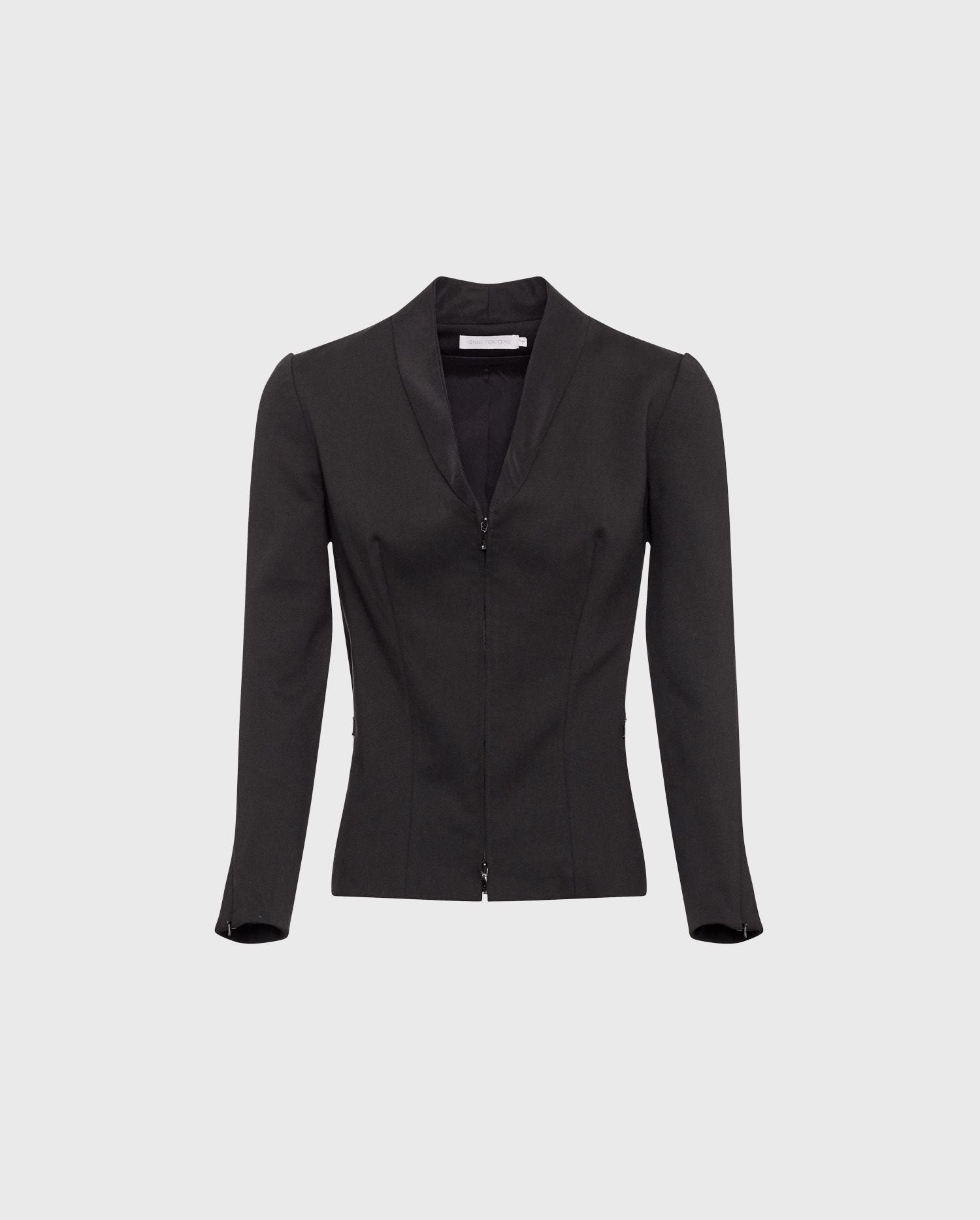 Anne Fontaine LIAM Jacket: Black mock shawl collar jacket