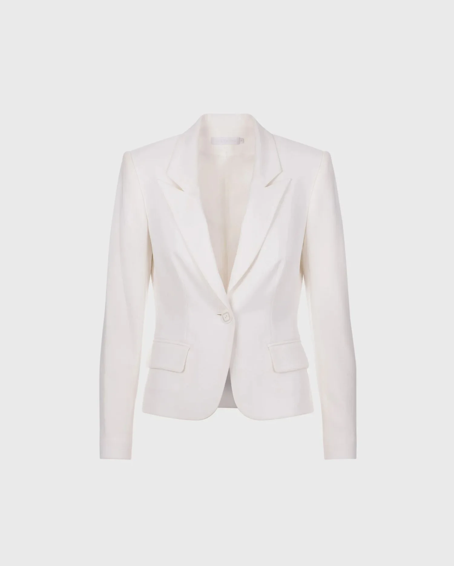 Discover the Lido Off-White Textured Crepe Jacket With Geometric Button from designer ANNE FONTAINE