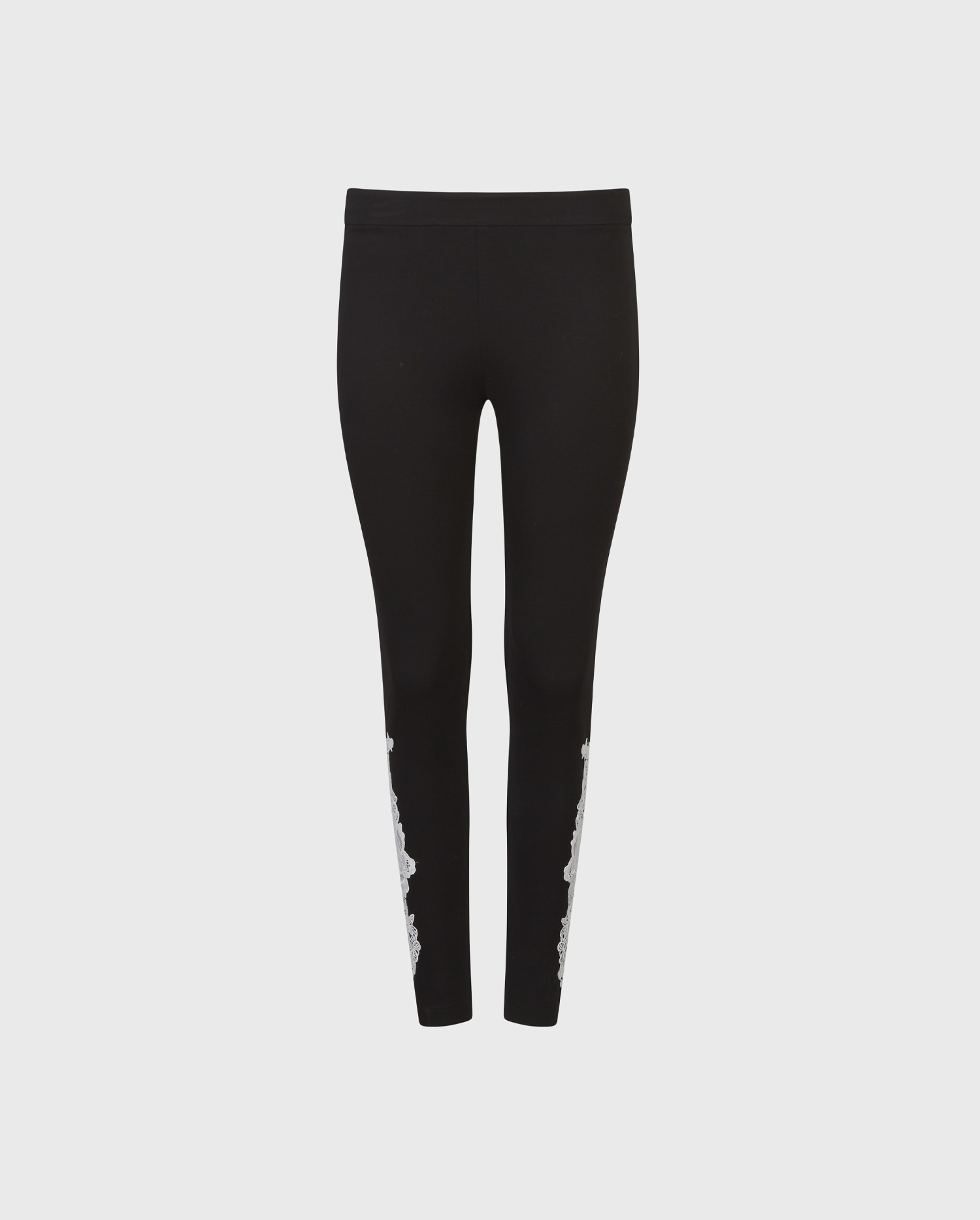 Shop the Black Lucile Knit Legging With White Lace Applique from designer Anne Fontaine