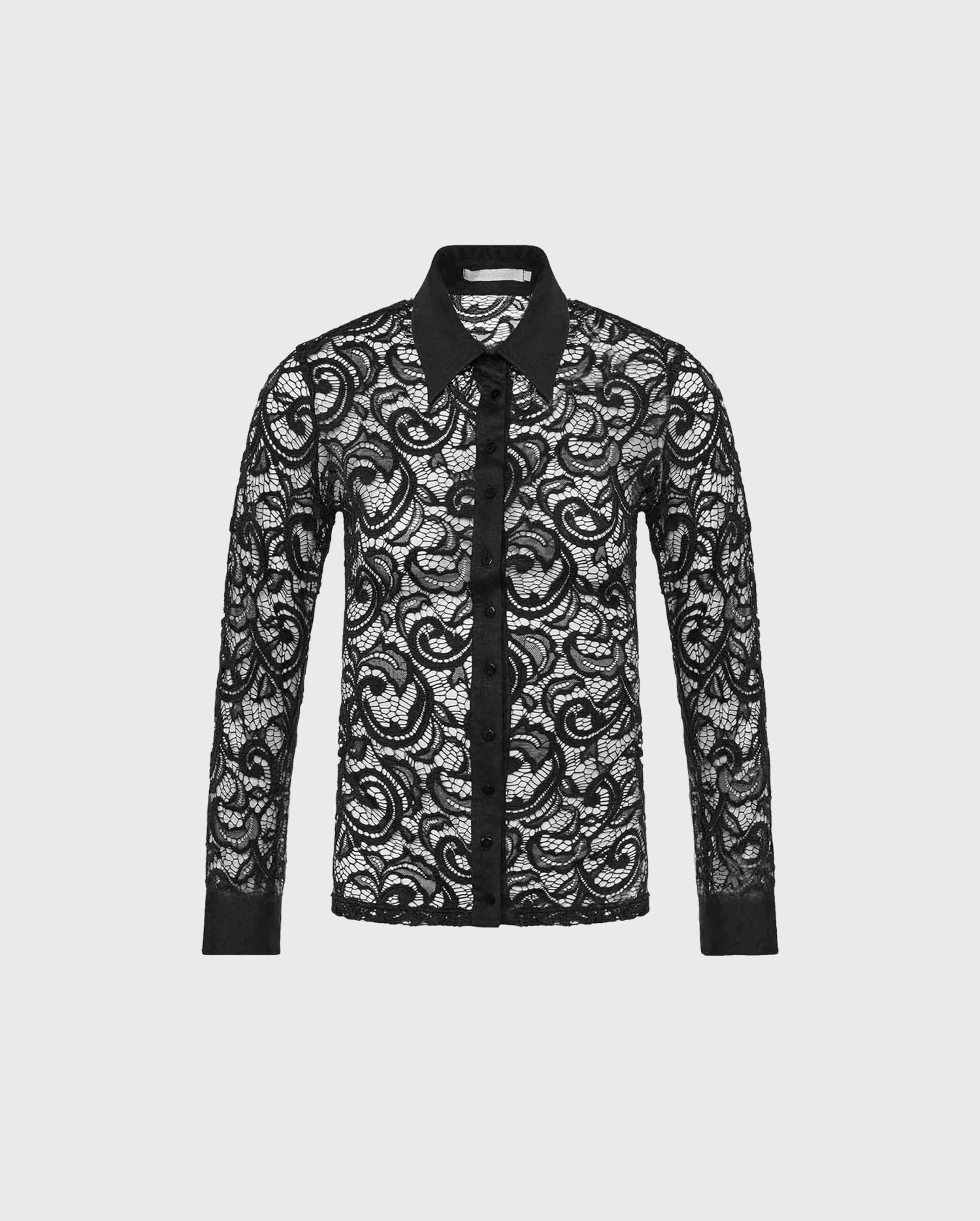 Shop the LYS-BLACK Long sleeve lace shirt with abstract patterns FROM ANNE FONTAINE