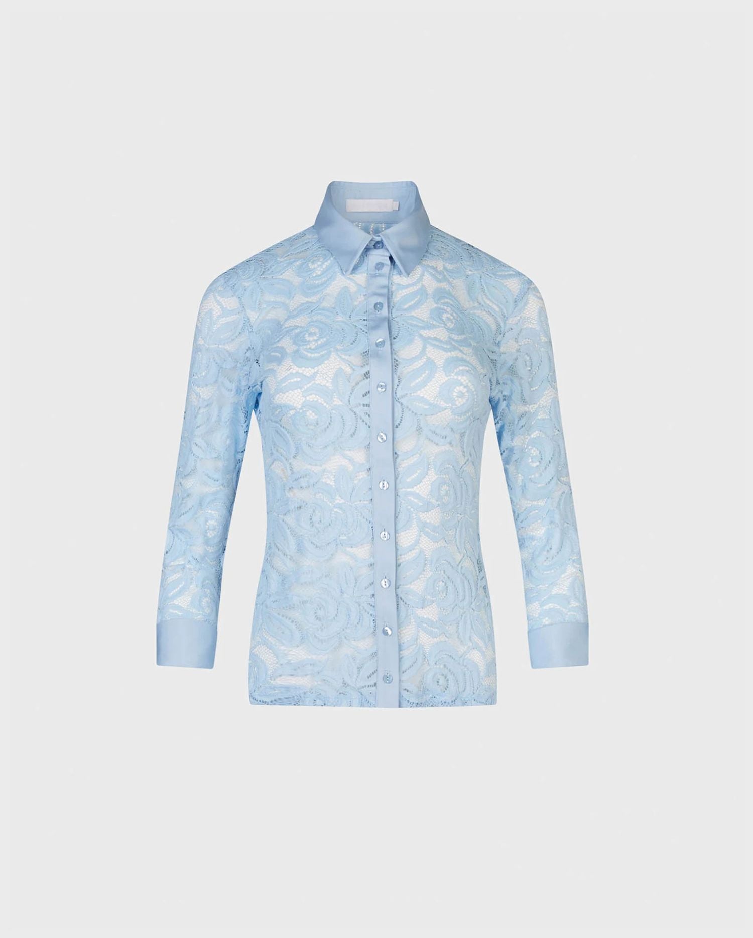 Discover the NAHIA Riviera Blue 3/4 Sleeve Lace Shirt from designer ANNE FONTAINE
