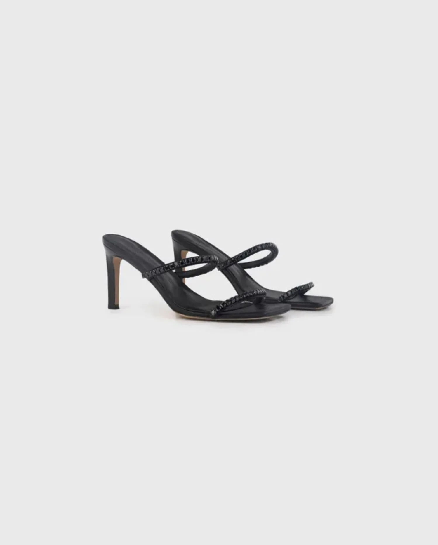 Discover the JASMINA Black Slip-On Heel With Embellished Black Crystals by designer ANNE FONTAINE
