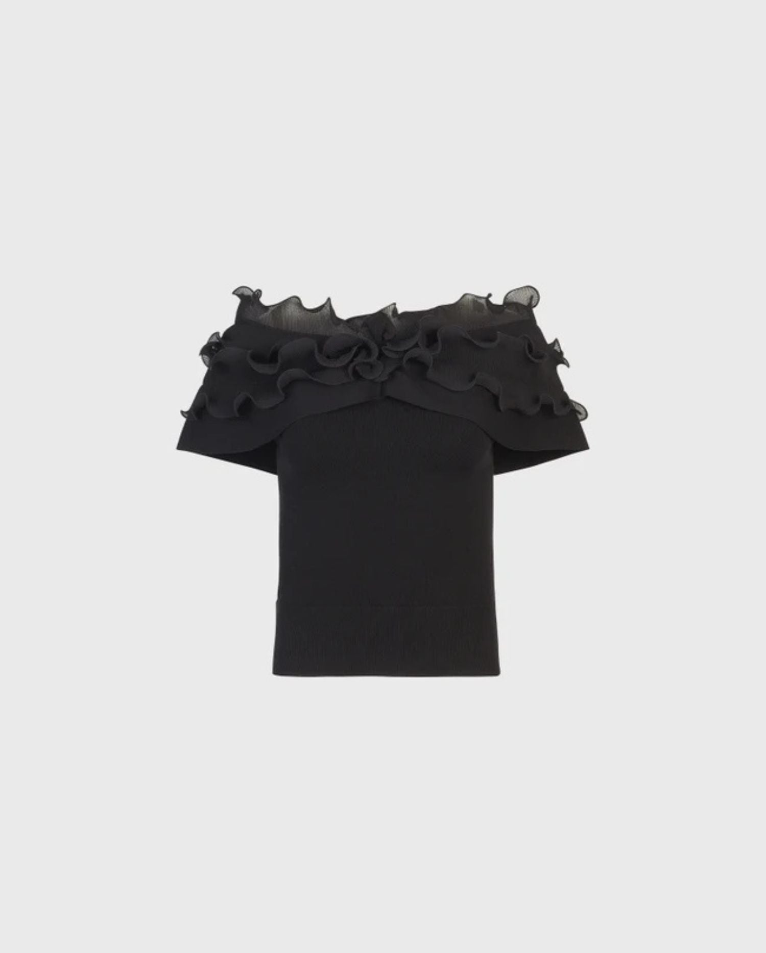 Discover the DESSIN Black Off The Shoulder Luxury Knit Pullover Sweater by designer ANNE FONTAINE