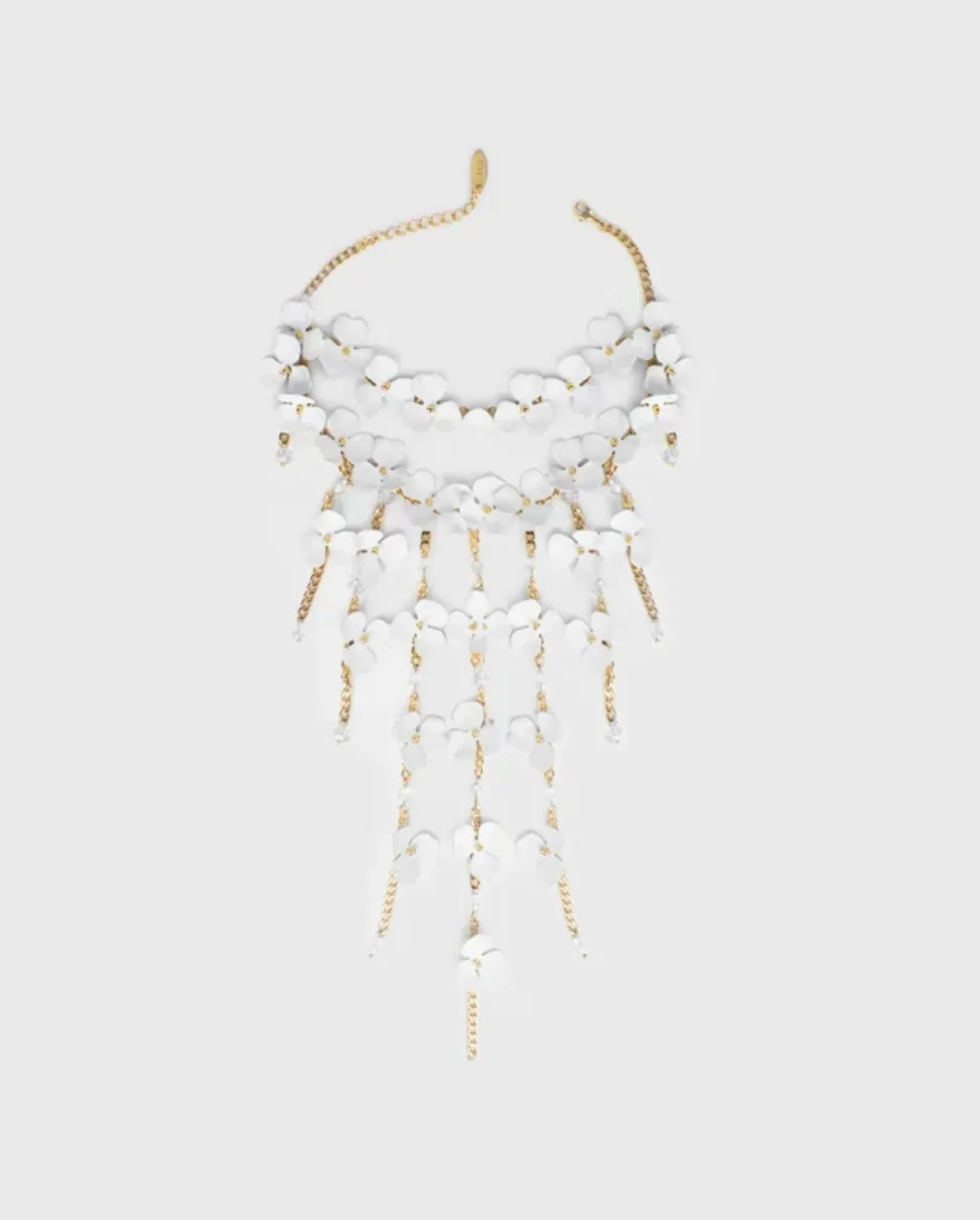 Discover the PERLAYA Long White and Gold Flower Necklace by designer ANNE FONTAINE